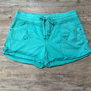 Maurices Turquoise Drawstring Casual Cotton Shorts